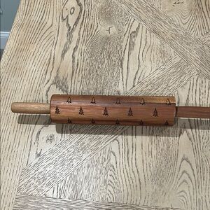Hearth & Hand Wooden Christmas tree engraved Rolling Pin